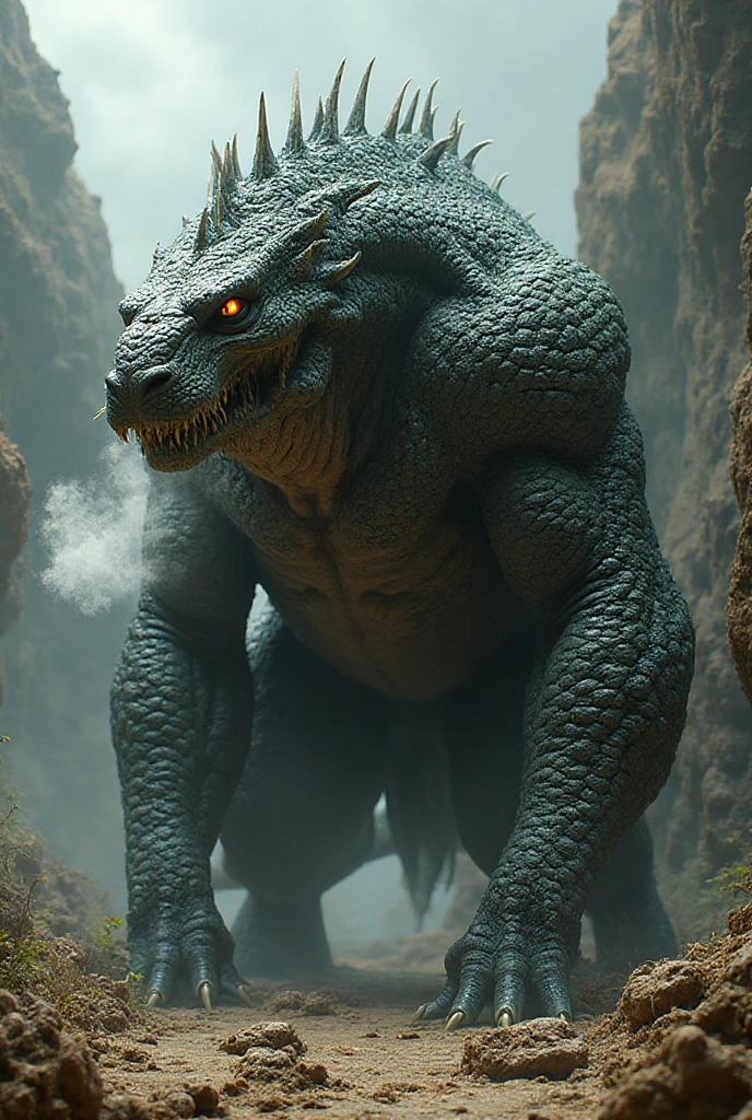 high resolution, best quality, giant reptilian monster, yeux brillants,