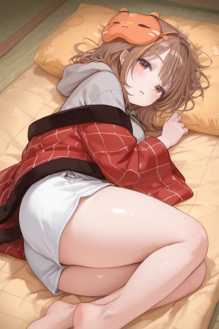 (Tabletop、8K、masterpiece、最high quality)、((Half Up))、Brown eyes、Brown Hair、Fluffy hair、Delicate eyes、Adorable, Brown outerwear、Light brown sweater、((Scared)), Most detailed, high quality、(((cry)))、(((missionary, 1boy, penis, lying, vaginale, ass pov, spread legs, Sex, nsfw)))、nose blush、steam、Shiny Hair、Very fine and beautiful bright eyes、Very detailed, clear and beautiful face, Awards, Anatomically correct、((Scared))