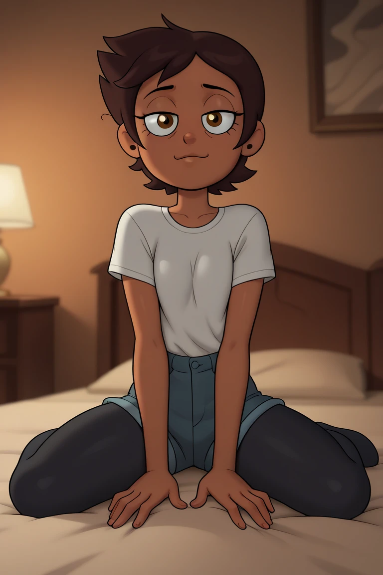 Molly McGee,1girl,solo,(tan skin:1.4),,(completely :1.2),flat chest,( kid),