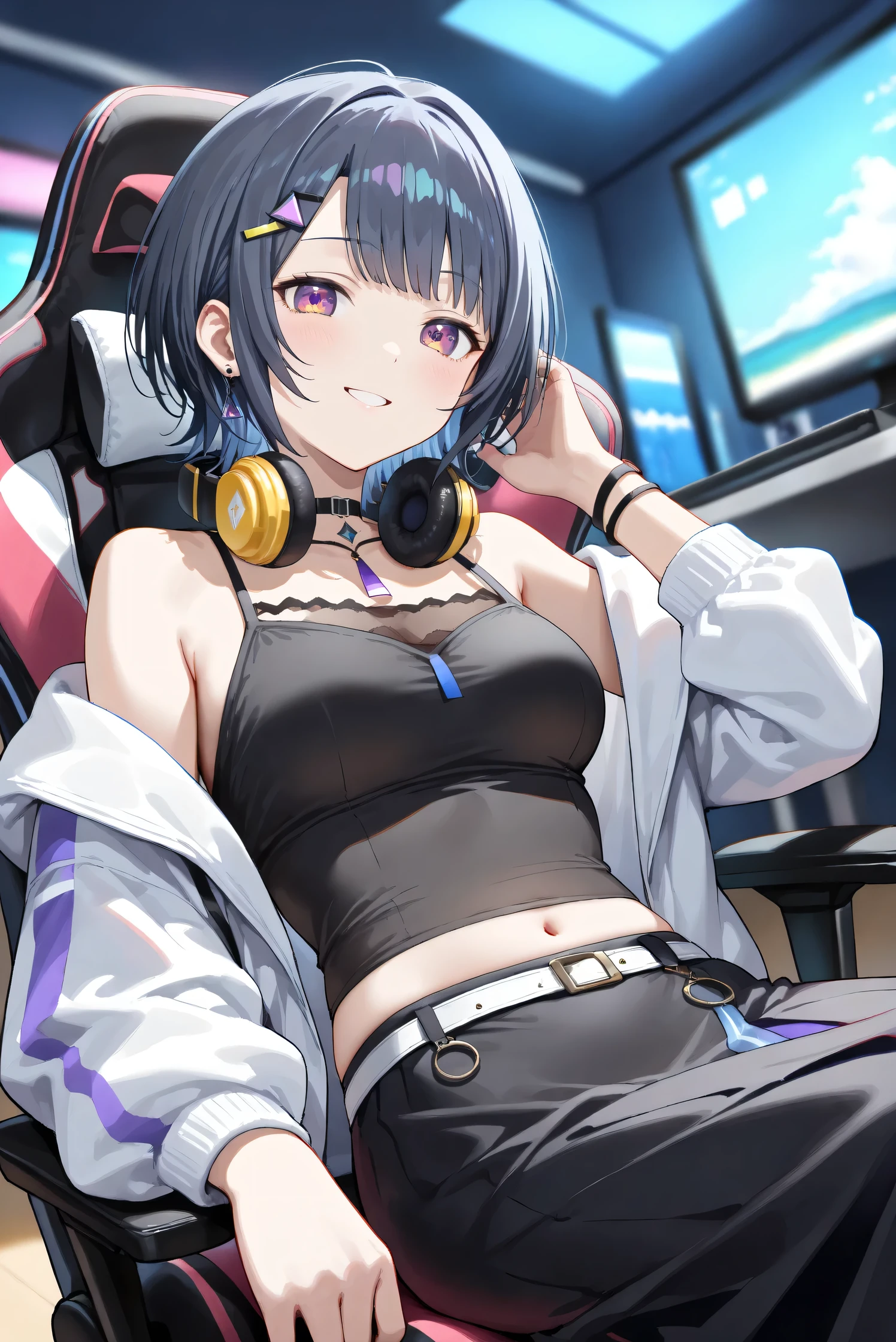 Anime girl with long black hair sitting on bed holding cell phone, Best anime 4k konachan wallpaper, Fine details. Girl Front, seductive anime girls, from girls frontline, Kawasi, Girls Frontline CG, attractive anime girls, Guviz-style artwork, A scene from the《azur lane》videogame, Guviz