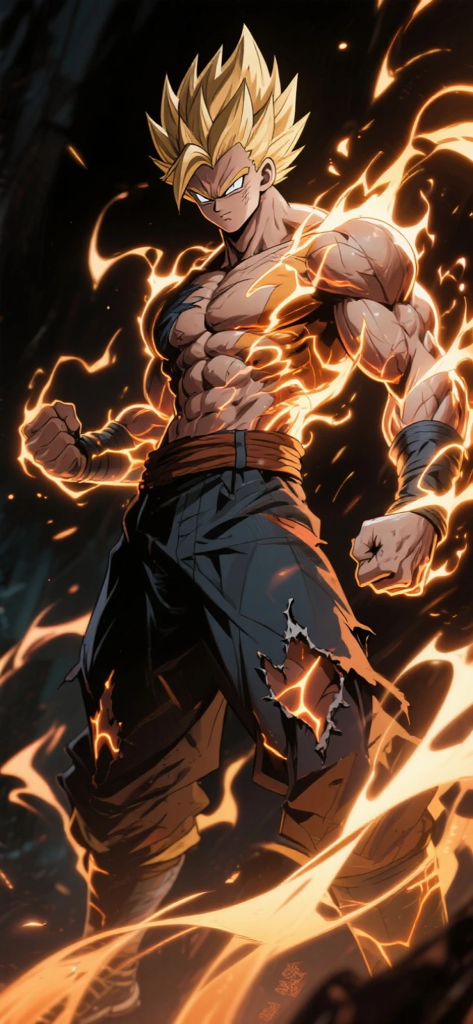 actor ((Bruce Lee)) as Liu Kang, Mortal Kombat, (red headband), black pants with red stripes, fire on background, intricate, high detail, sharp focus, dramatic, photorealistic painting art by greg rutkowski