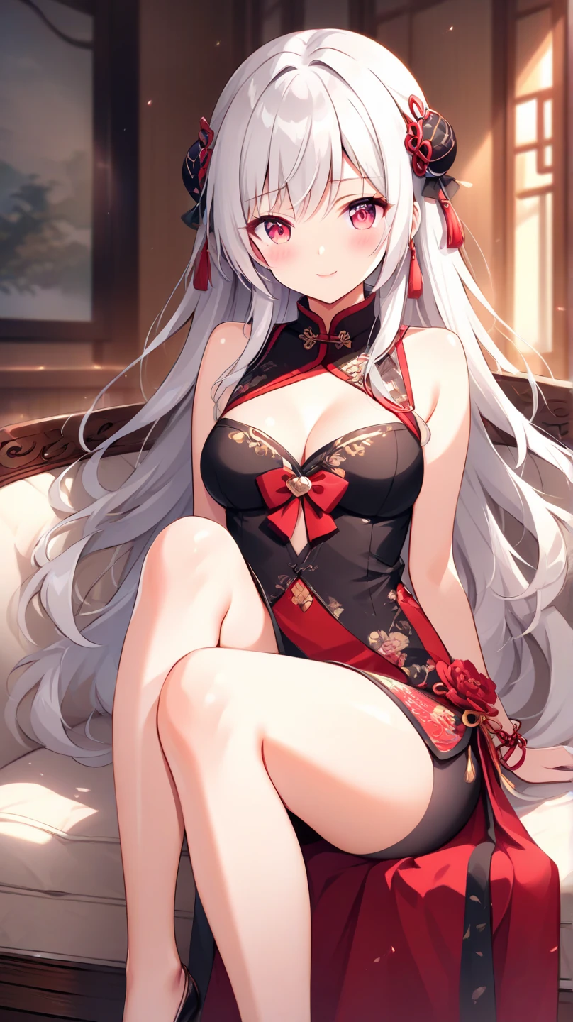 anime girl en robe rouge tenant une épée et portant des talons hauts, Ayaka genshin impact, Ayaka jeu genshin impact, du jeu vidéo Azur Lane, cushart krenz art key female, female protagonist 👀 :8, uniforme rouge, style voie d&#39;azur, tenue cramoisie, style anime comme le destin/passer la nuit, robe ornée de rouge et d&#39;or