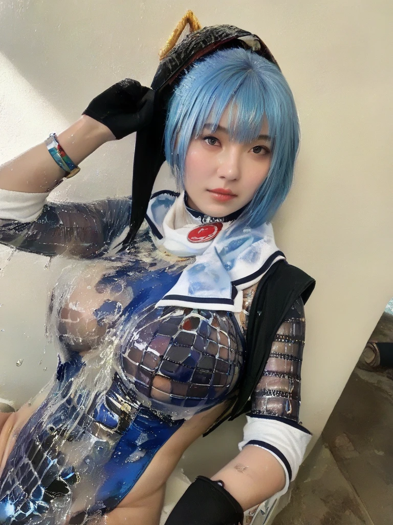 hightquality,8K picture quality,hight resolution,(masutepiece:1.3), 23 year old woman wearing a bikini, (Shorthair:1.2,Wet light blue hair:1.3),(Soak in a hot spring that warms you up to your shoulders,steamsと静けさに囲まれて,she looked at the view:1.2,feels good,Enjoy the healing hot springs),(a white bikini,a choker,Paste 1:3,Tattoo on the thigh),(full of sweat:1.3),outdoor bath,steam,steams,Background with((1 Snow scene,1Mt. Fuji:1.2, sunrises:1.3),(Rope Bondage),(Shibari:1.6), (Breast Bondage:1.5), facing back,Akanawa,(Point your butt at the camera,dynamicposes:1.2),small tits,A slender, abdominals:1.2,(Young skinny gravure idol, sophisticated gravure idol),(detailed flawless face),normal hands,Normal finger,Normal legs
