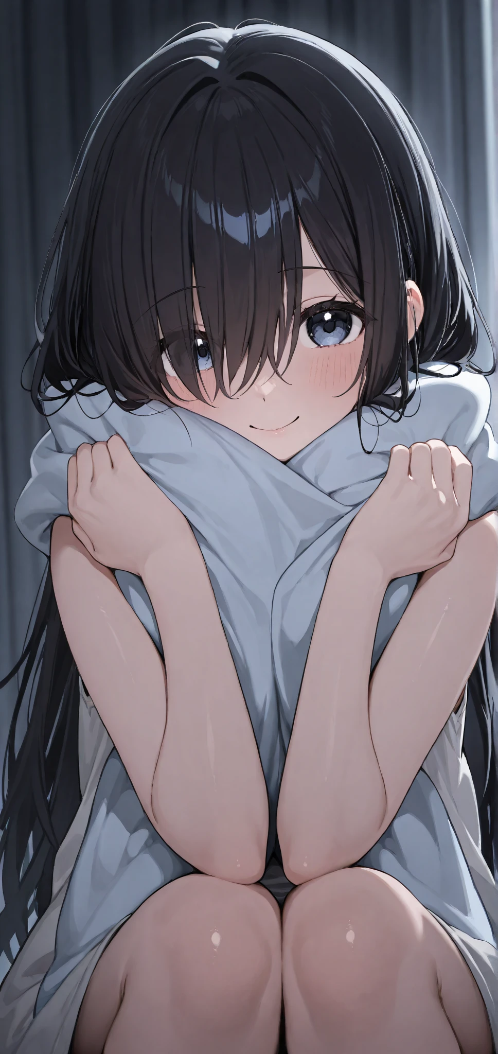 masutepiece, Best Quality,Illustration, Wallpaper, Ultra Detail, little face woman、((fear:1.5))、(Teary-eyed:1.5)、(((Cute underwear)))、She makes me lie down and spread my legs.