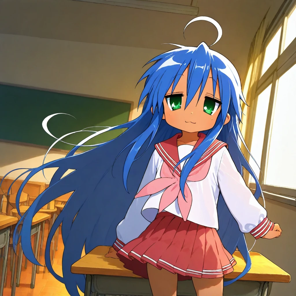 masterpiece, best quality, shinizumikonata 1girl, solo, long hair, blue hair, green eyes,