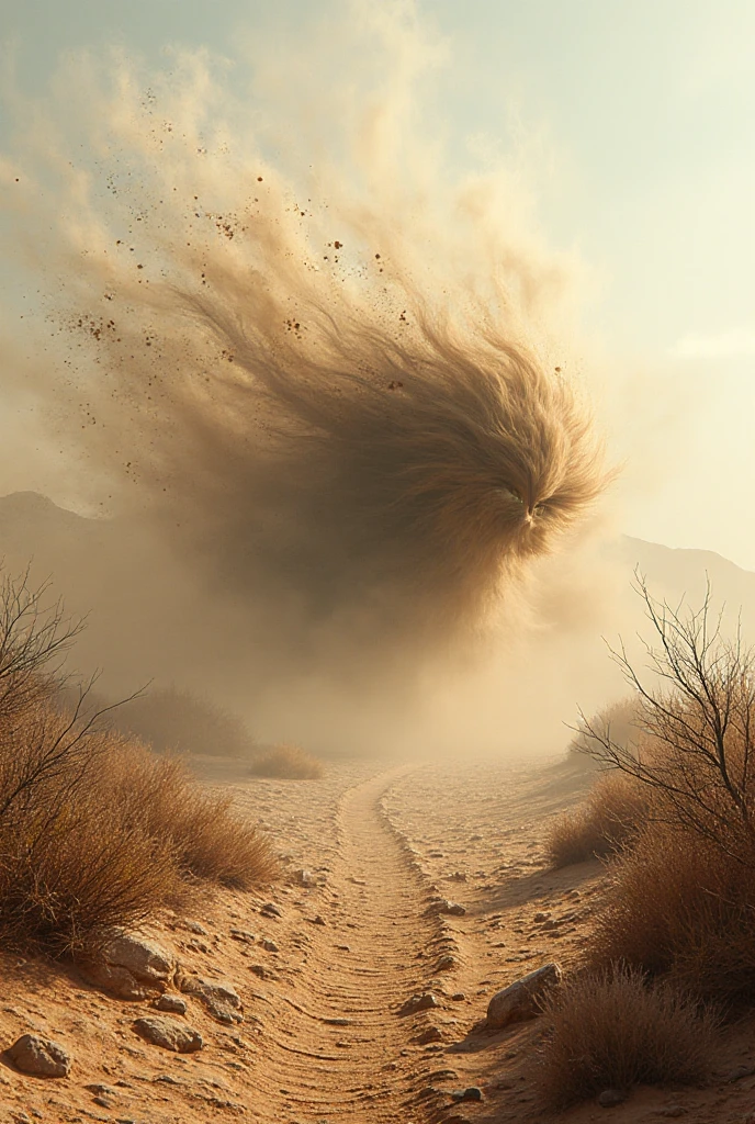 (desert canyon:1.5)，Narrow canyon in the middle of the desert,sandstorm，tornado， in the style of photo realistic landscapes, Stone sculptures, cabin core, Stone, in the style of photo realistic landscapes, cabin core, rolling waves,decorative background, photo realistic landscapes, large canvas format, 32k ultra high definition, photo, The best qualities of imaginative landscapes,4K,8k,high resolution,masterpiece:1.2),Super detailed,(actual,realistically,realistically:1.37),