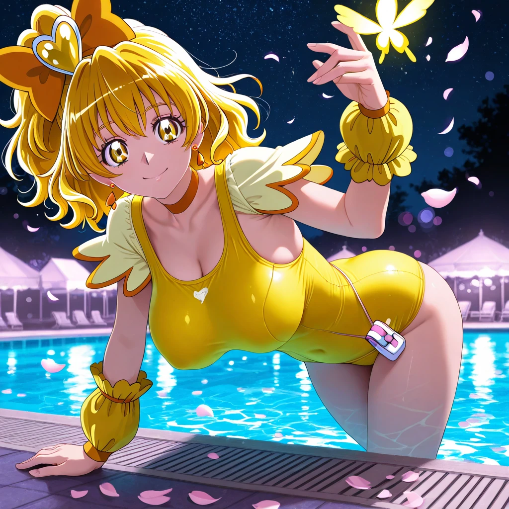 nsfw, pixiv, evil smile, sadistic, erotic lips, seductive eyes, drooping eyes, provocative expression, smirks, squint, enraptured, fascinated, scornful laughter, aroused, lovely, naughty face, half closed eyes, fearless smile, crazy smile,toned female, glamorous perfect female proportion, wide hips, extremely shiny, reflecting light, awesome metallic surface texture, cute, akiba, anime face, moe, yellow and black striped hair, wasp ornament, Yellow and black striped boots, wasp transparent wings, bee Transparent wings, wasp antennae, wasp printed, Honeycomb printed, poison needle, yellow and black striped fur, wasp eye helmet, spike choker, earrings, best quality, amazing quality, very aesthetic,