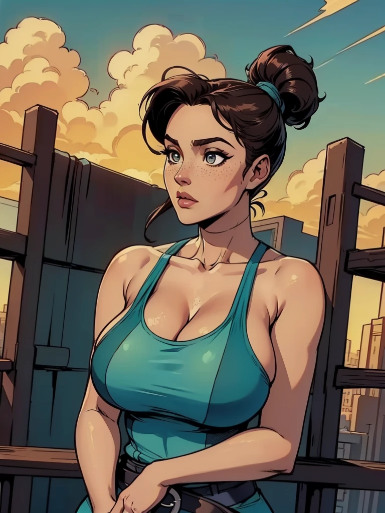 masterpiece:1.5, best quality:1.5, aesthetic, 1girl, sidelocks, cinematic lighting, sharp focus,large breasts , mature female, horny ,16k, glowing eyes, detailed 4k eyes,
playground,seduction,sexy lips, parted lips,detailed lips, high detailed background,((big purple eyes)), detailed face,shiny skin,
auntjunev3,auntjune,,hair bun, bangs, messy hair
, brown hair,( brown shirt:1.3), large breasts, brown eyes, mature female, blush, sligh cleavage, wearing transparent apron, sweating very sweating, grab own ass showing from back, masterpiece, best quality, high detailed, desire, blush, perfect hands, blush, shy, tight gap, NSFW,