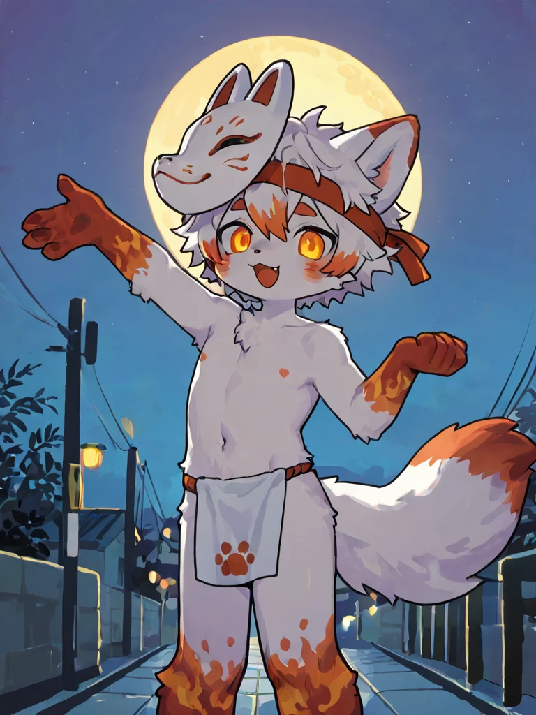 outdoor, spa, night, moon, stars, sitting, full body, highest quality, 8K, full hd, nude, naked towel, headband, looking at the audience, light smile, blushing