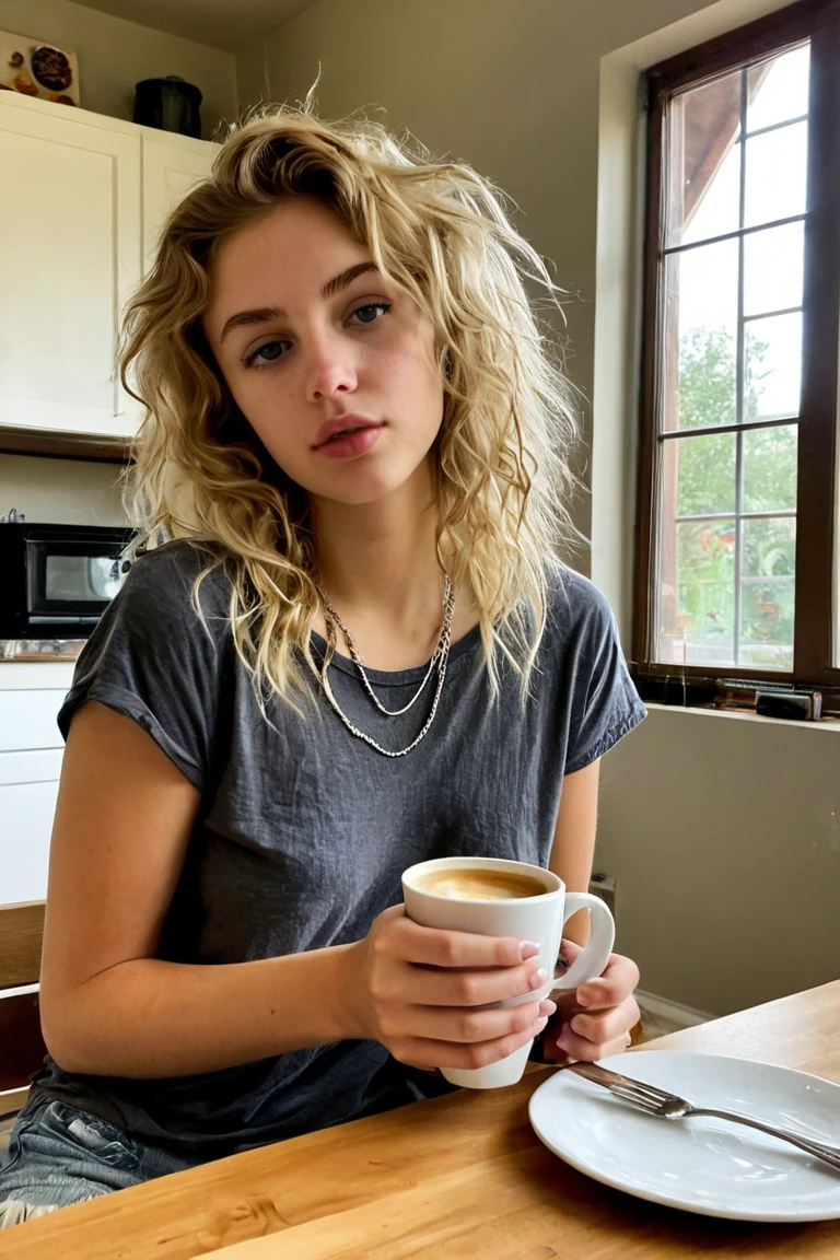 masterpiece, best quality, AngourieRice, solo, a woman holding a cup of coffee, a polaroid photo by Leila Faithfull, instagram, de stijl, pretty, aesthetic, lovely, <lora:AngourieRice:1.2>, nice hands, perfect hands <lora:GoodHands-vanilla:1.2>