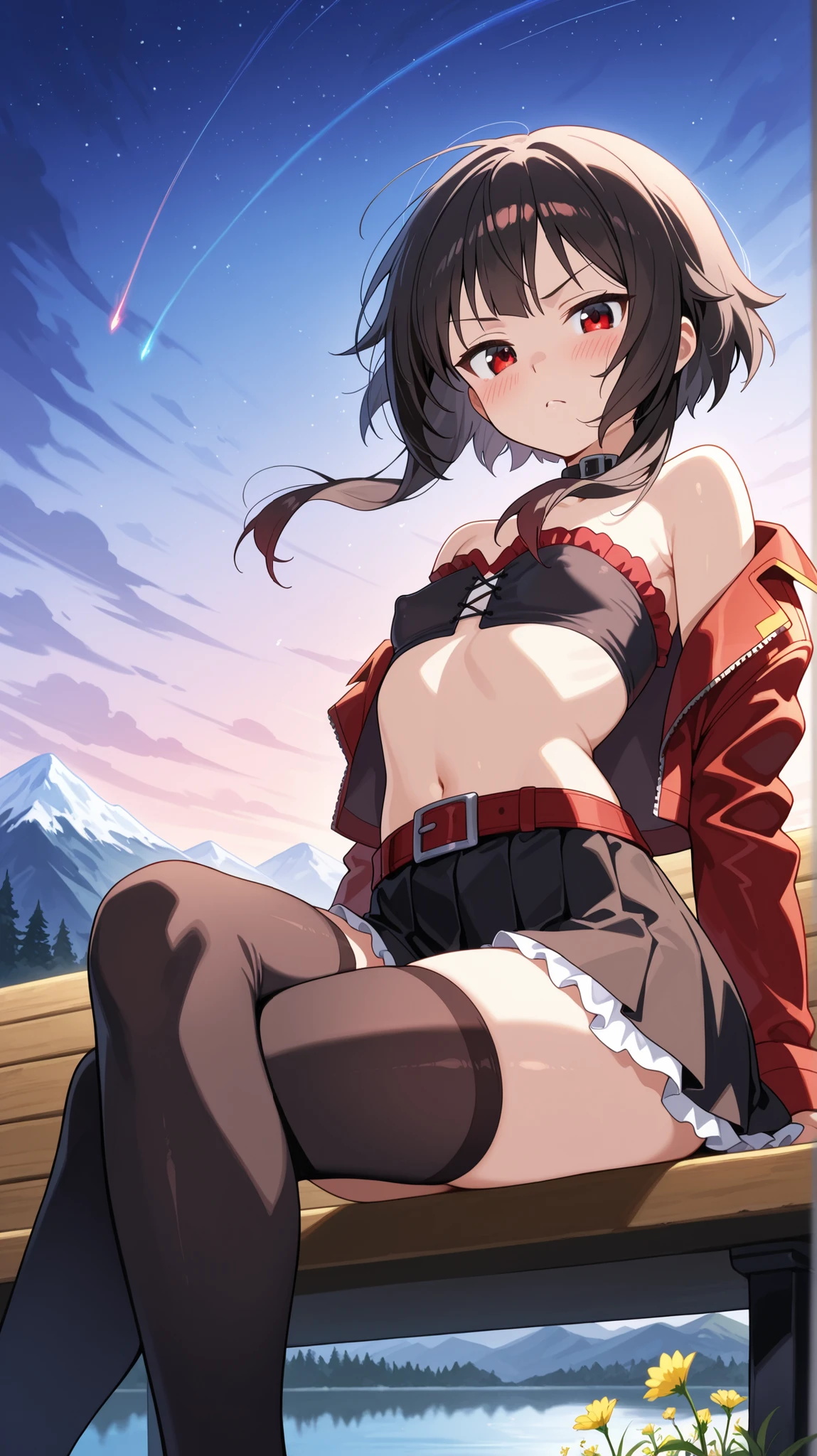 1 girl, very big breasts, very sexy body, 1 girl in, a smile, looks at the viewer, black shirt, super short white school miniskirt, full body, giant breasts, cleavage, giant breasts, heels, background in the mountains 1 girl , with big breasts. long legs QUEEN huge tits, (cleavage), high legs, (standing), sexy and muscular body. short skirt.4k hd