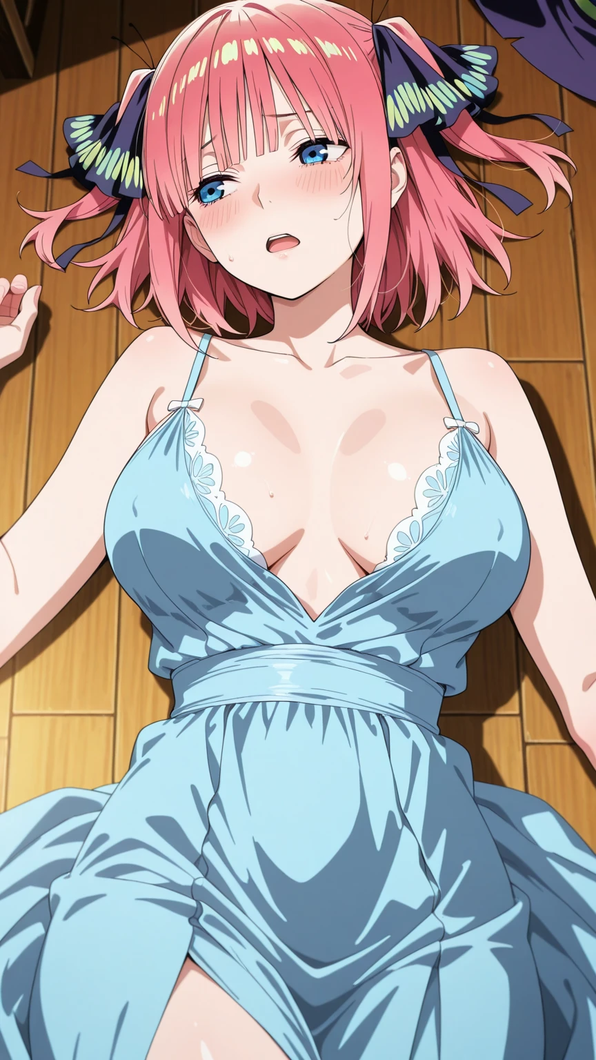 medieval style slingshot costume、expression of emotions、inside the castle、side boob、thin clothes、landscape illustration、Soggy body after taking a shower、pink clothes、Too sexy outfit、Tearnote Yoko, 22 years old、long slit costume、Clothes that are loose around the chest、small breasts、High resolution
