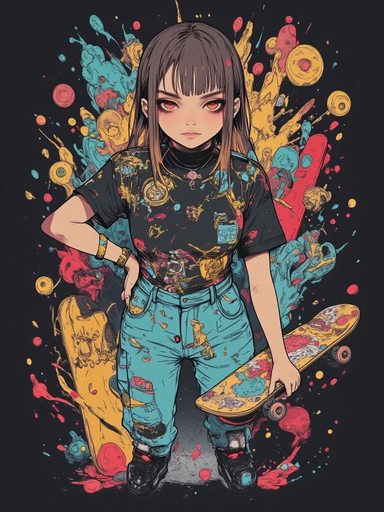 Une figure de singe futuriste, with lights in your eyes, surrounded by'a vector t-shirt design ready for vibraprint, Illustration du singe cyberpunk, profil, autocollant, Fond blanc propre, vecteur professionnel, high detail, Conception de t-shirts, graffiti, Paysage urbain dynamique et futuriste.Une figure de singe futuriste, with lights in your eyes, surrounded by'a vector t-shirt design ready for vibraprint, Illustration du singe cyberpunk, profil, autocollant, Fond blanc propre, vecteur professionnel, high detail, Conception de t-shirts, graffiti, Paysage urbain dynamique et futuriste. une tenue d'un vendeur.