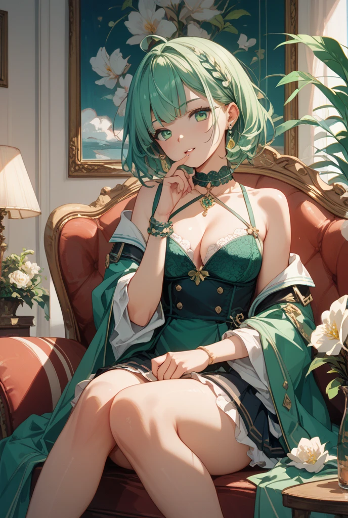 A girl, a golden crown, sitting on the throne, the queen.