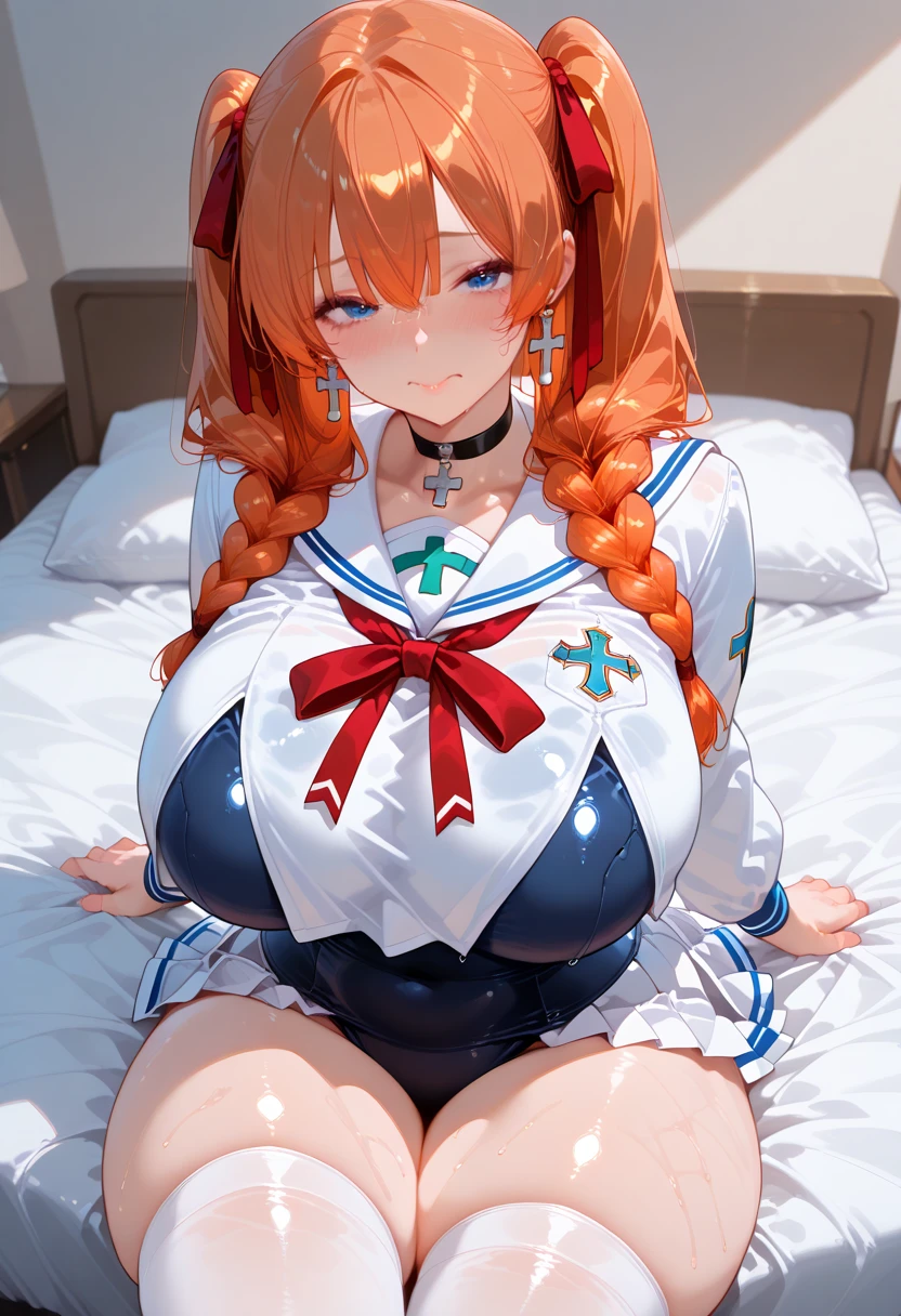score_9, score_8_up, score_7_up, source_anime, highest quality, masterpiece, 1girl and 1boy, (1boy femnin, otokonoko, femboy, long hair), futa on male, futa is bigger, femdom, forced, uncensored, paizuri, breasts blowjob,breast squeeze,breast in 1penis, lying