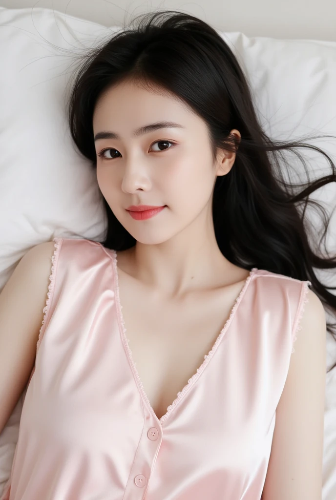 (8K、RAW Photos、Highest quality、masterpiece:1.2)、(Realistic、Realistic)、1 Girl、((naked、wake up、After sexual、morning、 Hotel Bedroom、 Lying in bed、Bathrobes、Flat Chest、smile))、cute