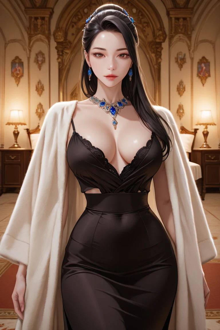 Mature Woman、beautiful、elegant、Voluptuous、sex appeal、beautiful hair style、variation Hairstyle、gorgeous、Alluring、precious metals、gem、The finest clotheadam、sexy、Dresses with elaborate designs、Top quality accessories、High quality