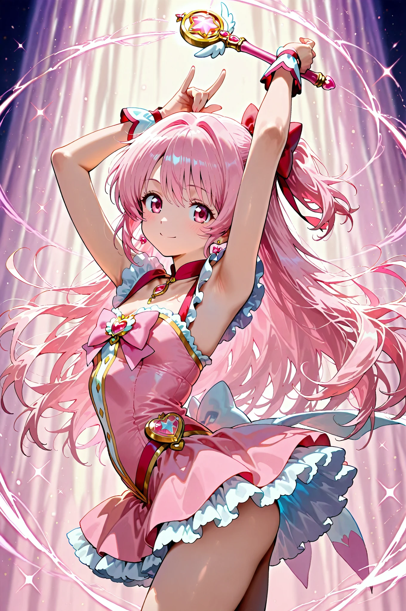 tmasterpiece,HighestQuali,anime - style image of a woman in a pink outfit sitting in a chair, cushart krenz key art feminine, splash art anime loli, from the azur lane videogame, shalltear bloodfallen, portrait of magical girl, azur lane style, official artwork, detailed key anime art, shalltear from overlord, candy girl