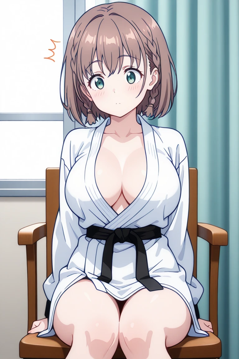 (( highest quality, High resolution, nffsw, perfect pixel, Depth of written boundary, 4K, )), 1 girl, alone, in addition, beautiful anime girl, beautiful art style,
close, looking at the viewer,
perfect body, Isshiki Iroha,short hair, big breasts,
blush all over the face, smile,mouth open,
self snap,
throw,Nipples are fully exposed,spread your legs,Only one Y-shirt with an open front,cleavage,yukata,Raise one leg,Full view of pussy,A large amount of semen is dripping from the pussy,straddling a man,A man's penis is in her pussy,