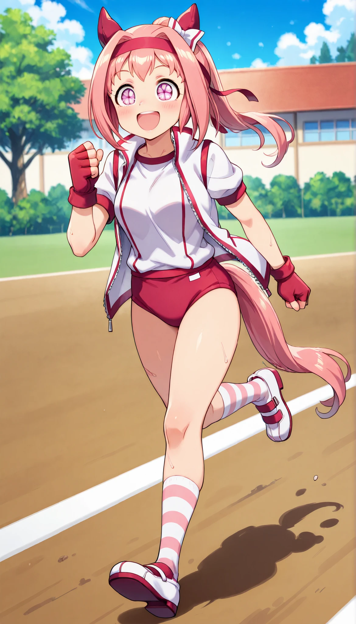 haru urara \(Uma Musume\),Gym Clothes,Bulma,ground,running
