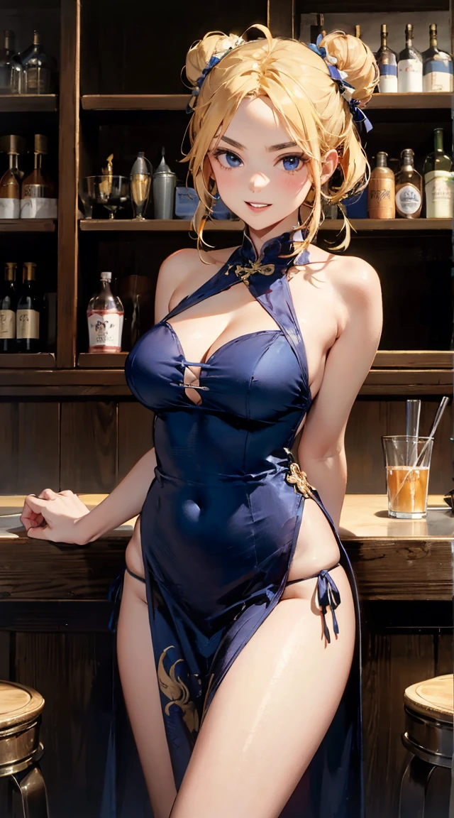 8k, best quality, sharp image, (photo realistic:1.8), real picture, raw photo, best quality, sharp image, intricate details, ultra-detailed, hyper detailed eyes, detailed skin with a flawless texture delicate and refined, ultra highres, depth field, masterpiece, <lora:add-detail-xl:1.5>,
(0.2 :: big close-up shot :1.8), angled shot from the side , from below ,
(1girl, sophitia, <lora:Sophitia_XL:0.7>,  an extremely beautiful 25-year-old caucasian woman,   blonde hair, green eyes, long hair, (low-tied_long_hair:1.3), tied with a blue_hair_ribbon , shiny skin, flawless skin, fair skin, <lora:breasts_slider_v2:2>, cleavage, (voluptuous:1.8), thick thighs, jewelry, wedding ring, light blush,  solo), looking at viewer,
 ,
<lora:ClearHand-V2:1.5>,
nipples visible through clothing, sweat, seduction, nsfw,
((sukumizu, school swimsuit, <lora:sukumizu_xl_long:0.6>) :1.2),
(0.075 :: The Tease and Reveal: With strategic movements and well-placed props, she gradually unveils her body, keeping the audience on the edge of their seats :1.3),
twilight ,
Bar Counter: A polished marble bar counter spans the length of one wall, with high bar stools neatly lined up in front. The baristas work diligently behind the counter, skillfully brewing and serving aromatic coffee and a wide selection of teas. The bar is adorned with shelves showcasing an impressive collection of coffee beans from around the world. ,