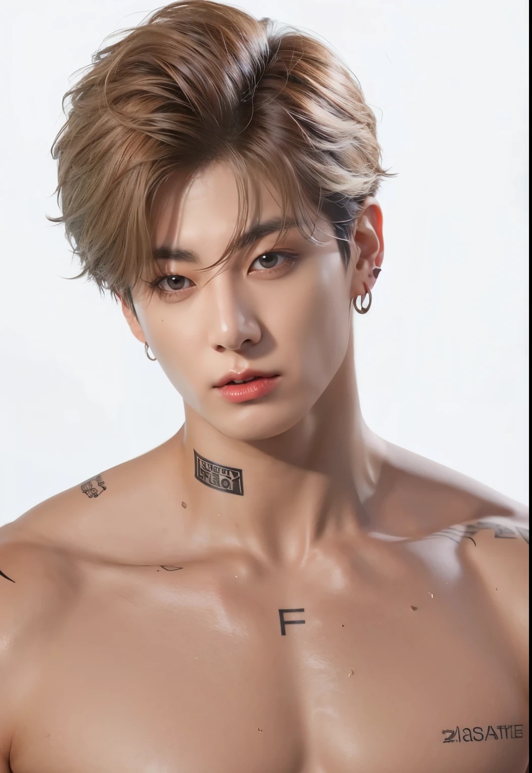 hot, lean\muscular anime boy with black hair and blue hair wearing a black racer jacket unzipped showing his toned abs and chest and the tattoos of a dragon on both of his wrists and tattoo of a crown on his neck and his black sweatpants