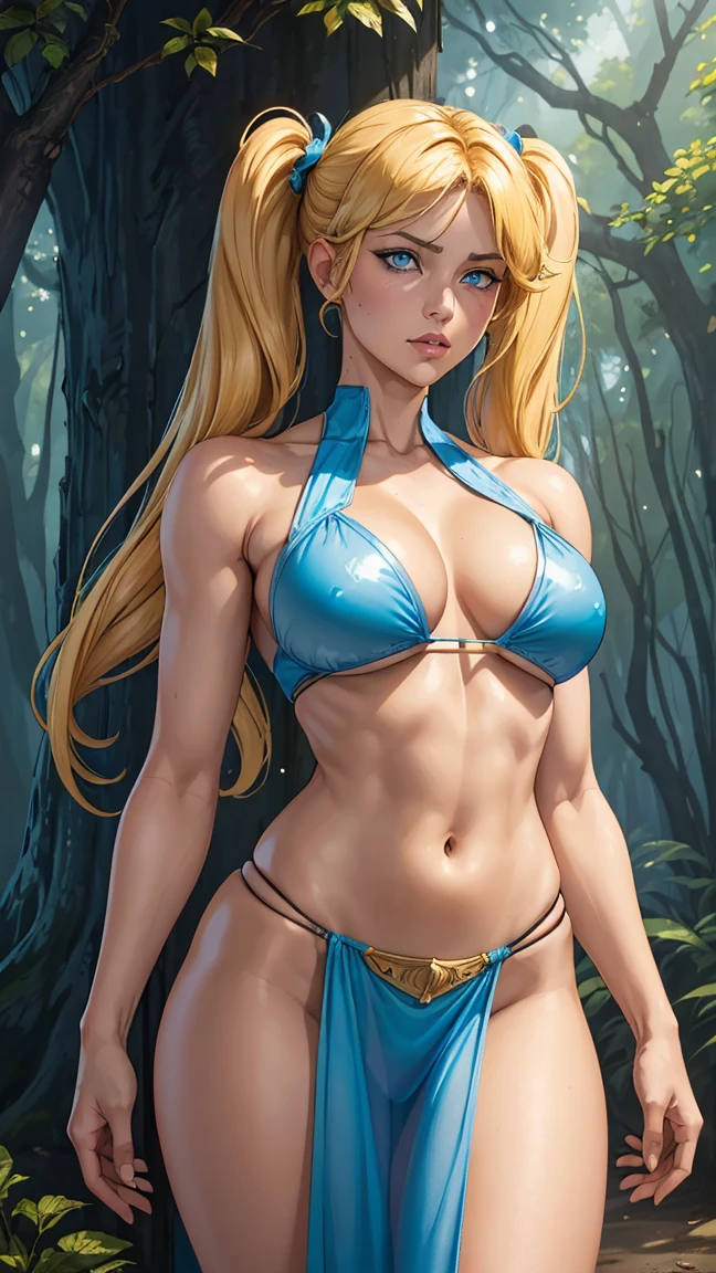 ((best quality)), ((masterpiece)), (detailed),(high-resolution:1.2),
1girl, Quam, blue bodypaint, crop top