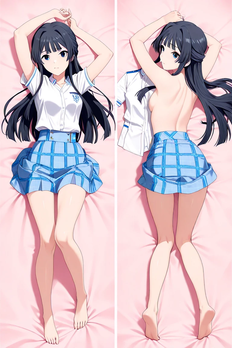 (((High resolution:1.5))), (((Very detailedな:1.5))), (((Two Girls:1.3))),((7Head to Body:1.3))、 (((White bed,Bright interior、Midday light background)))、(((Happy expression))), (((smile:1.5)))、(((Beautiful and detailed eyes:1.3))), (((Very detailed))), (((Details face:1.5))), break ,sunny、(((Very delicate body:1.5)))、(((Very flat chest:1.5)))、((Small waist))、(from side:1.3),(((Embrace:1.3)))、(((wavy hair:1.3)))、(((Short Ponytail:1.5))),Normal limbs、(((thigh gap:1.3))),(((dakimakura:1.5)))、(((Nude:1.2)))、(((White Sailor Suit、belly button、mini skirt)))、