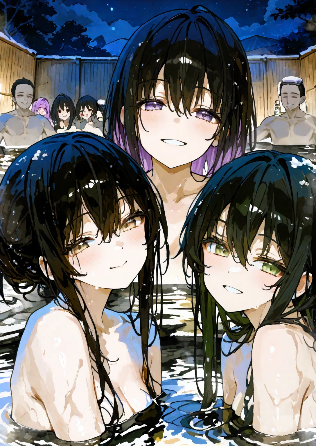 nudist female teacher、Many elementary school boys hug each other、The joy of laughing out loud、in group photograph、Shower room