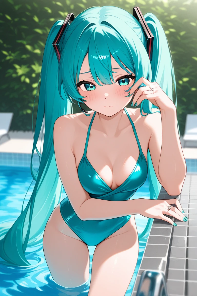 Hot hatsune miku, getting out of the pool, big ass