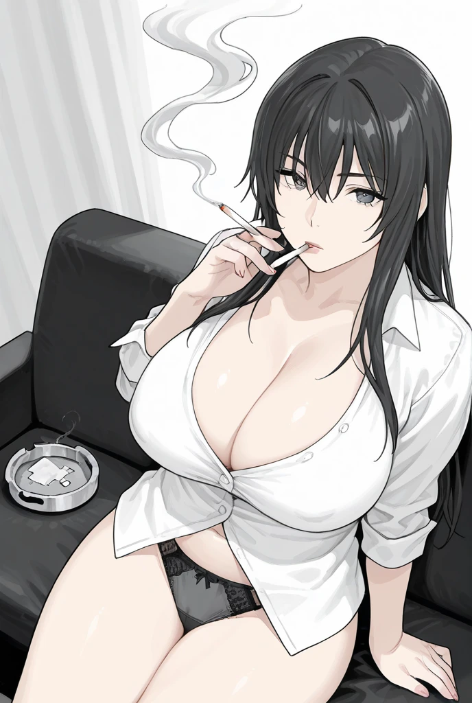a school girl titty fucking a penis, titty fuck, the penis is in between her breasts, penis being squeezed by breasts, lying her back, piercings, pain, agony, teenager, rapidly smoking cigarettes, sucking very hard on cigarette, the cigarette ash is growing very long, the cigarette ash is very long, SMOKE IN MOUTH, lots of cigarette ash