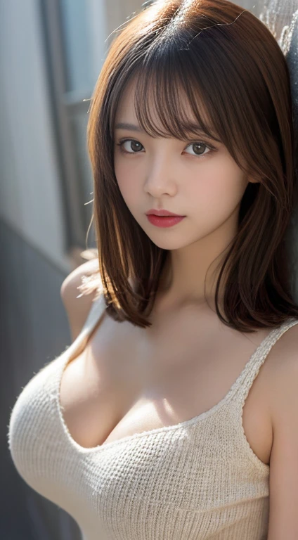 (8k, original photo:1.2)Detailed face and eyes,best quality, Ultra-high resolution, Very detailed ,Intricate details ,cute girl , Soft movie lighting, Super detailed,Clear focus, high quality, Blonde hair, Bob Hairstyle, off-shoulder flat cut,Knit Dress, Sexy big breasts , huge breasts, saggy breasts:1.4、lace bra、frilled bra、garter belt、