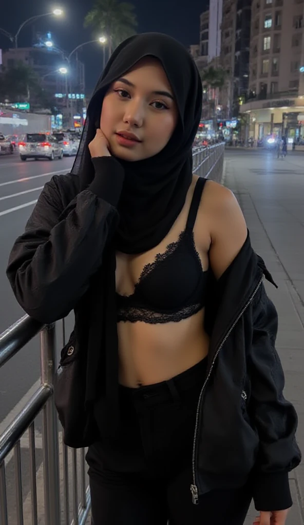 RAW, Best quality, high resolution, masterpiece: 1.3), (2-woman), woman in hijab, (see-through hijab), muslim, collorfull, Masterpiece, (Huge breasts), (gigantic breast), (massive brests), beutiful face, detail face, big gorgeous eyes, Soft smile, (girl in sexy suit, wearing a sexy peplum blazer, cleavage cutout, sexy office suit), lace, (mini skirt), (indonesia student), (breasts-tattoos), (night shibuya crossing street), Excellent lighting, Bright colors, Clean lines, tattoo body, (Tattooed woman), (tattoos mode), ((see-through), (transparent), (indonesia student unifrom)), nightwear-lingerie, (batik), underboobs