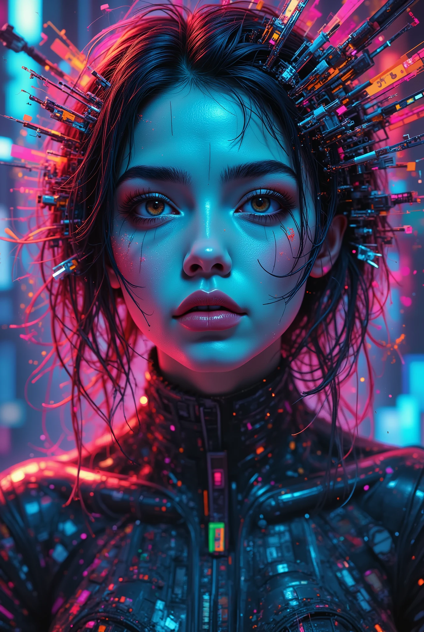 X3m,Beautiful text "Flux" New, Genster girl, beauty , sexy, Charming, High quality, complex parts, masterpiece,