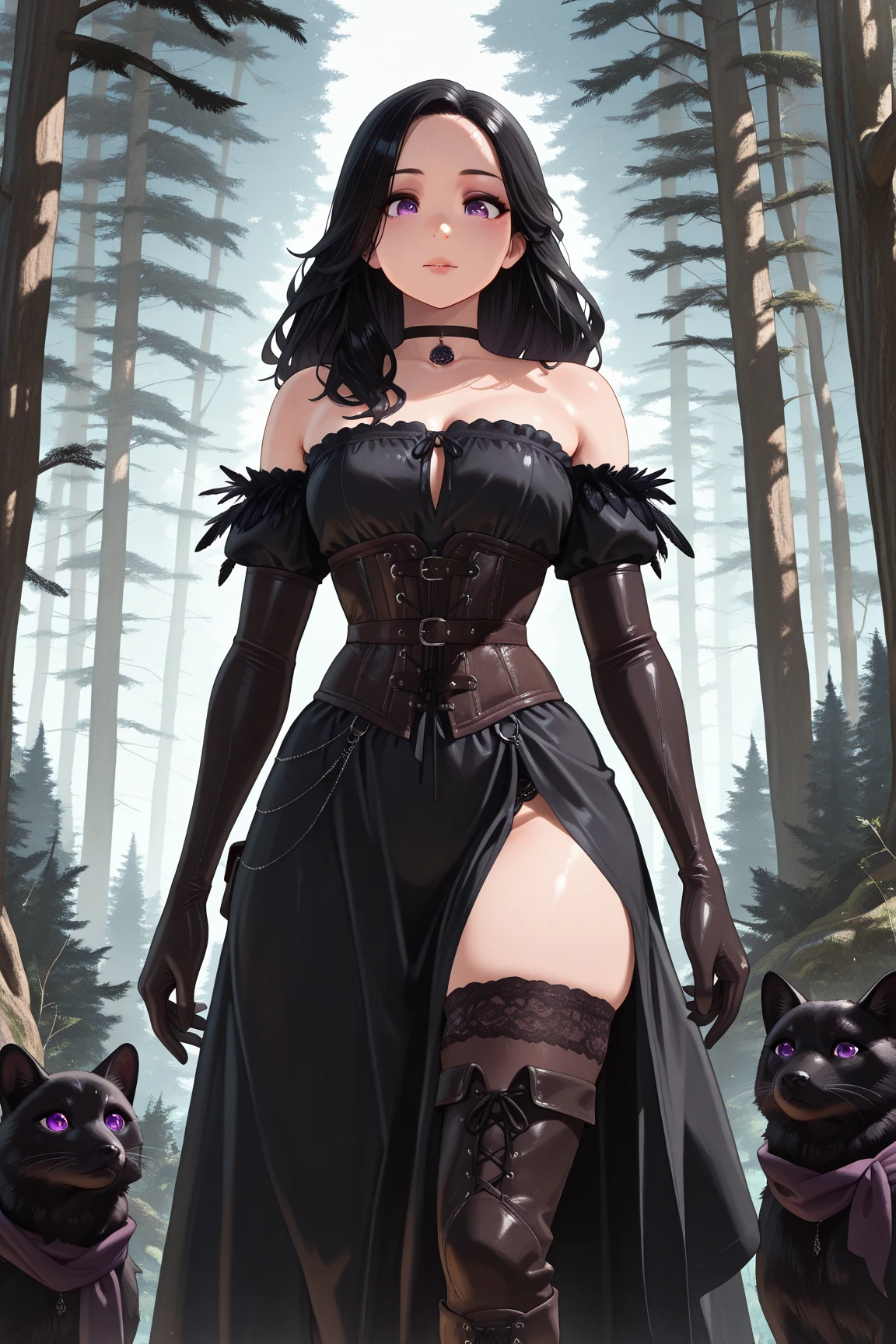 atmospheric scene, masterpiece, best quality (detailed face, detailed skin texture, ultra detailed body), (cinematic light: 1.1), r0seb7rne-smf, extremely detailed CG, unity 8k wallpaper, ultra detailed, highly detailed | High resolution, best quality, extremely detailed, horror style, area lighting, hourglass figure, HD, 8k, female Dark mage, black dress, eyes bright eyes, illuminated eyes, ruby ââeyes, red eyes, overlooking an army, horror style, crown, black longe hair, full_body, black costume, on the battlefield, <lora:EMS-44663-EMS:0.800000>