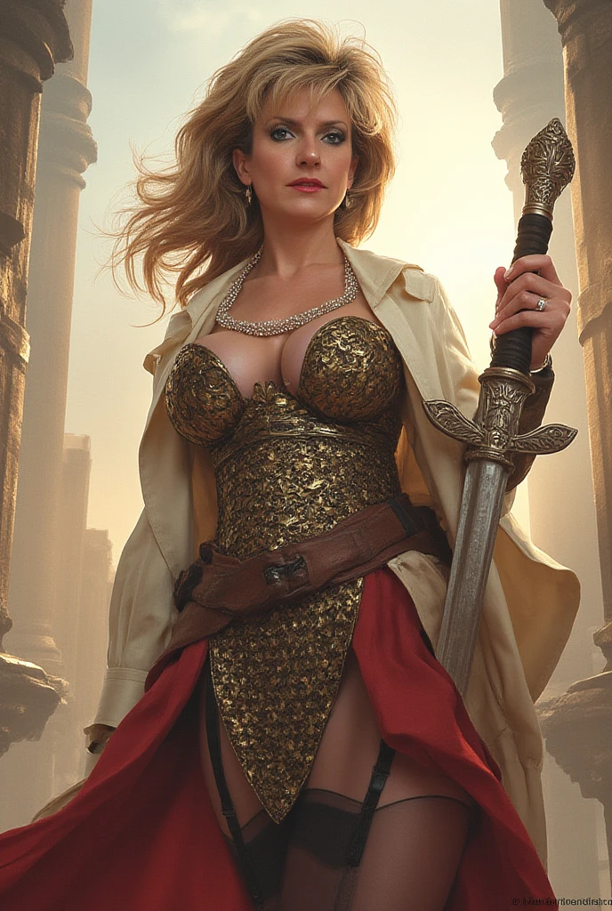 a woman in a wizard outfit standing in a cave, detailed face, medieval, fantasy