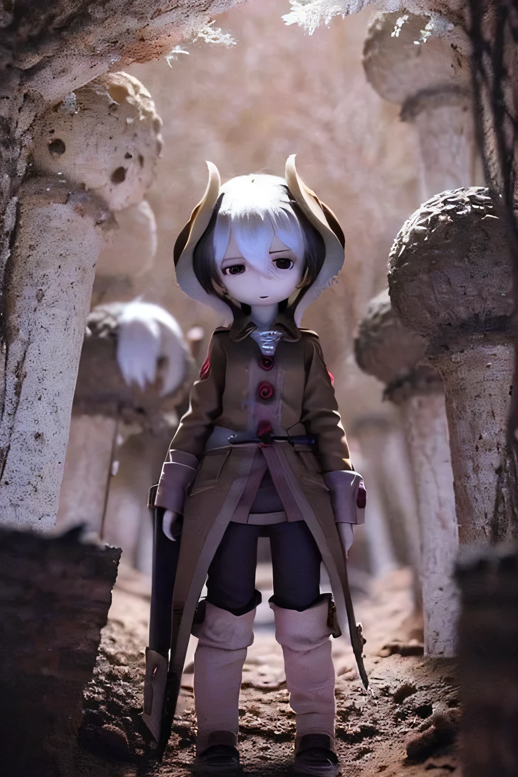 Made in Abyss, Ozen big body, repeating adventure,High Quality,4K,Realistic,Fantasy, dark,dark,Picturesque,Digital Art,post-apocalyptic,Creepy,horrible,deep,abyss,mysterious,Picturesque効果,advanced details,Precise,gorgeous,Soul Shaking,Impression,sophisticated,Realistic,dynamic composition,cinematic,Dramatic light,Dramatic Shadow,Dramatic Tones,Deep Shadow,Dramatic Lighting,born々Nice color ,Balanced color,Rich Colors,Delicate Colors Combat Uniform