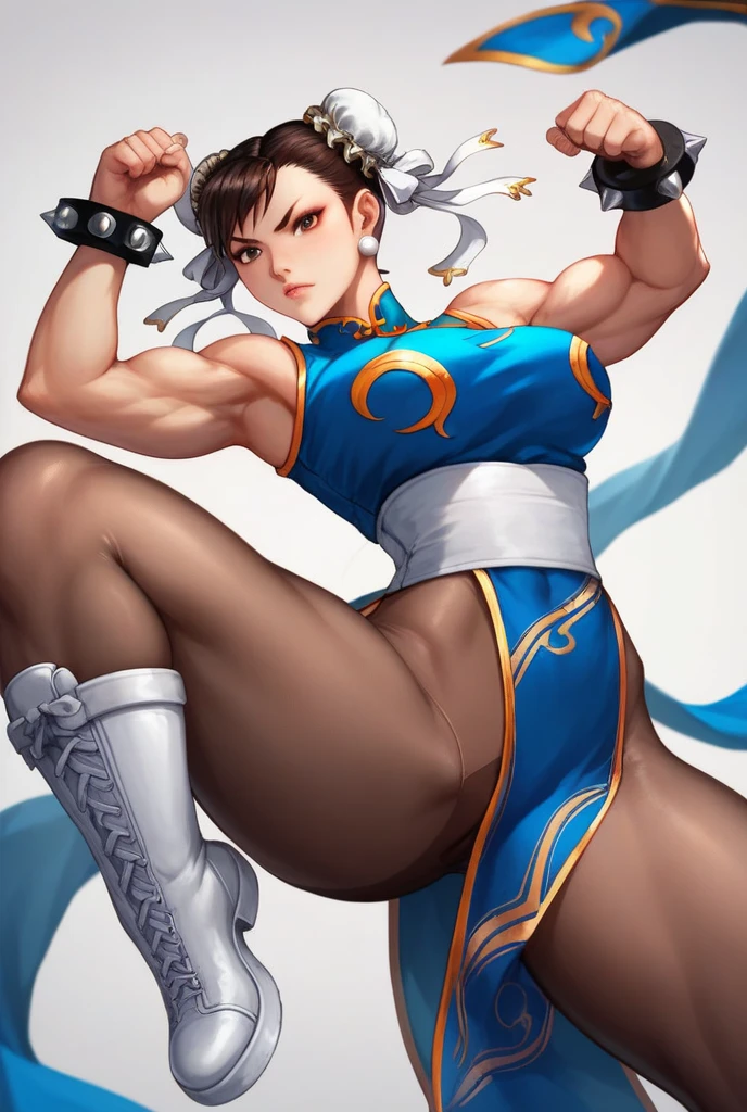((masterpiece,best qualtiy)),1girl,solo,ChunLi,chinese dress,ultra miniskirt,beautiful night street background,18yo, sharp eyes, medium breasts, toned, 8k, full body, ambient lighting, underboob, ring, arn thick thighs, detailed legs, flexible, (standing on one leg:1.2), (standing split:1.3), muscular, hand holding one leg up,park background,nsfw,cameltoe,erected