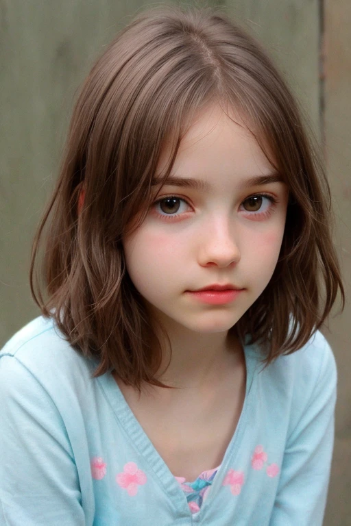 GIRL child 12 years , RUSSO LOIRO cabelos compridos e fones de ouvido , portrait , JAQUETA COURO PRATA, VINIS E CDS fundo GREEN.