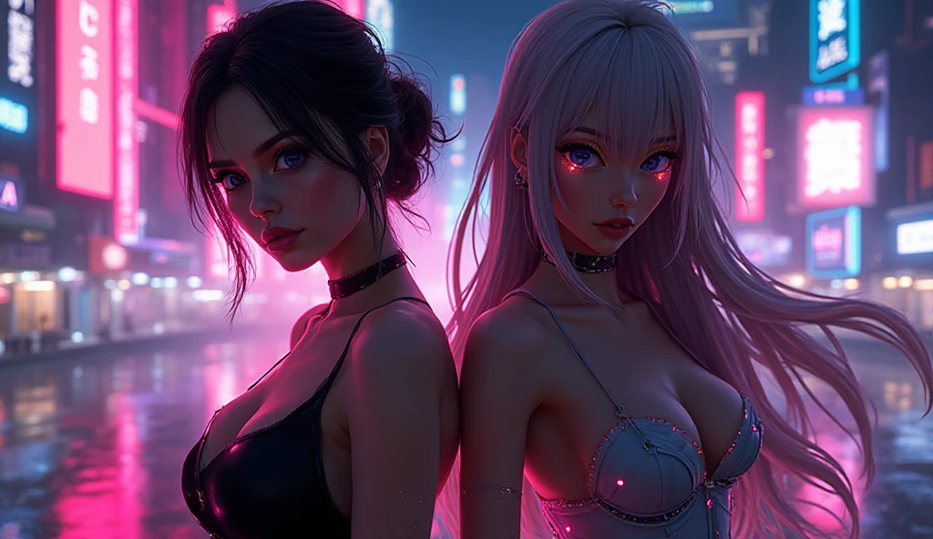 {{masterpiece}}, best quality, extremely detailed CG unity 8k wallpaper, cinematic lighting, lens flare, beautiful detail eyes, black, side glance, multicolor short white hair, colorful light, particles, heterochromia, (colorful:1.5), (colorful hair:1.5), show body goal, swimsuit, rooftop view, night,