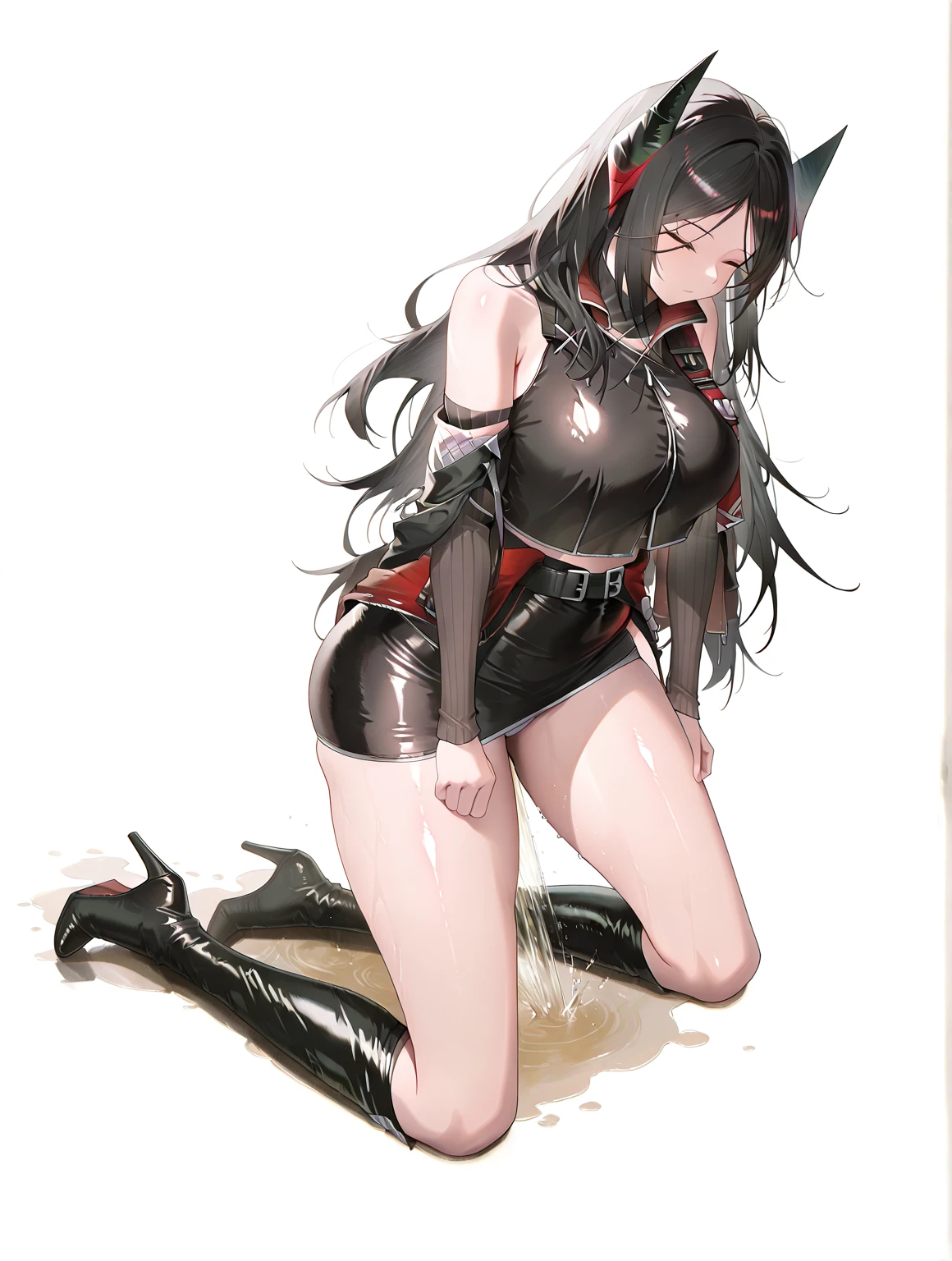 1girl, <lora:indoors_or_outdoors_last:1>city,BREAK
smile,sitting,
zozo-nosiro,oni horns,black hair,black eyes, long hair, ponytail, black bikini,black jacket, boots, bracelet,black enamel pants,pendant, <lora:zozo-nosiro_v1.3:0.85>
BREAK, <lora:flatBG:-0.45> ,<lora:flat2:-0.45>,(dark light:1.2),(hyper extreme detailed),(masterpeace:0.5),(hyper extreme),(photorealistic),game cg,llustration,novel illustration,beautiful lighting,light from the front,, <lora:GoodHands-beta2:0.3>(good hand,nice hands, perfect hands:1)