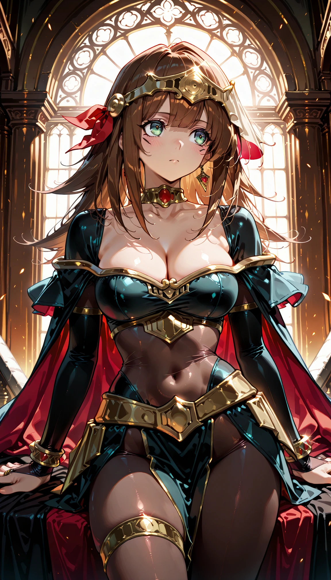 (watercolor: 1.2), Elf Princess, flower, freckles, bangs, Redhead, Long Hair, Green Eyes, Hair between the eyes, flower earrings, Blurred Background, High resolution、Wear sexy bikini armor、Put on a cape