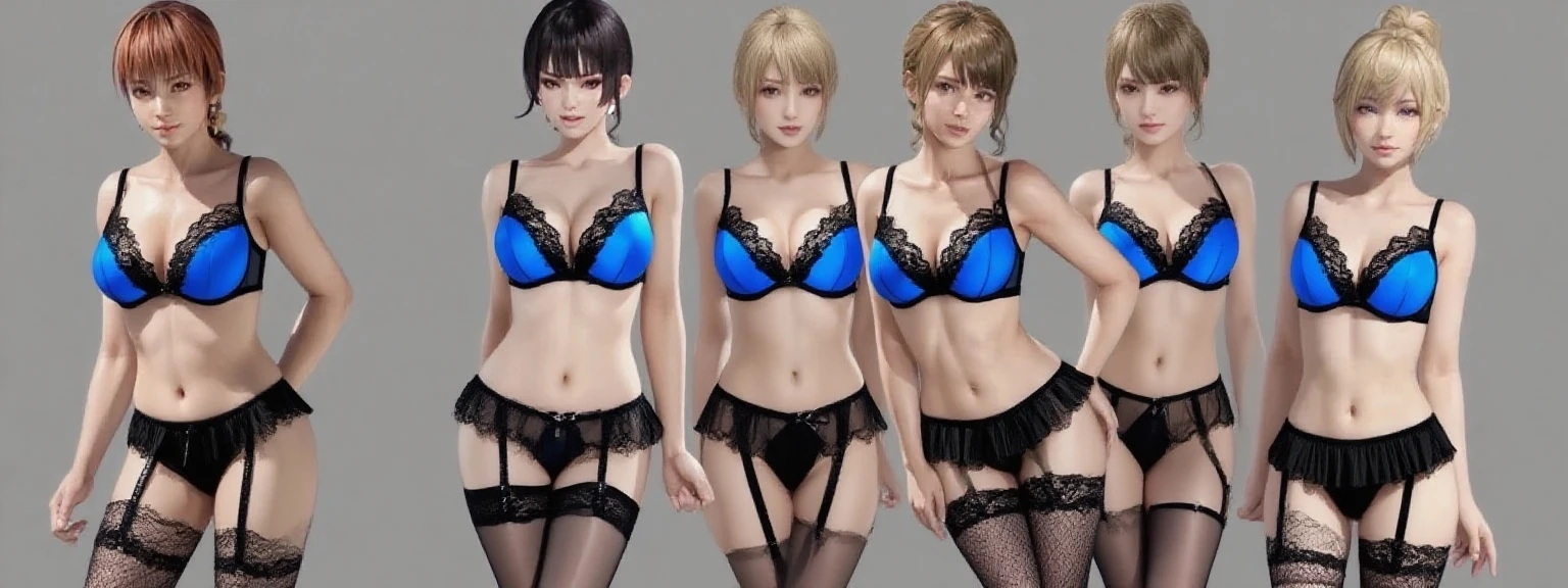 3girls, multiple girls, slender girls, GirlA, GirlB, girl next to girl, cowboy shot, from behind, ass, hugging,
posing, happy smile, teeth, ((standing)), walking, stage,
earrings, necklace, bracelet, lipstick,
4k, masterpiece, top-quality, hi-Res, best quality, absurdres, highly detailed,
BREAK, GirlA, young, doll face,
pixie-cut, ears on view, round glasses,
(huge breasts:1.2), symmetrical breasts, dark blue lingerie, string thong,