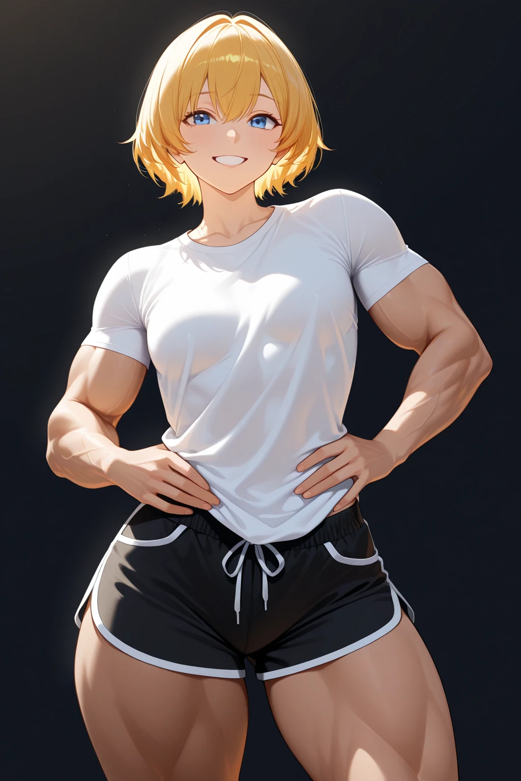 score_9, score_8_up, source_anime, standing, hellsing, seras, femboy, twink, shorts, otoko no, crop top, indoors, ikuchan