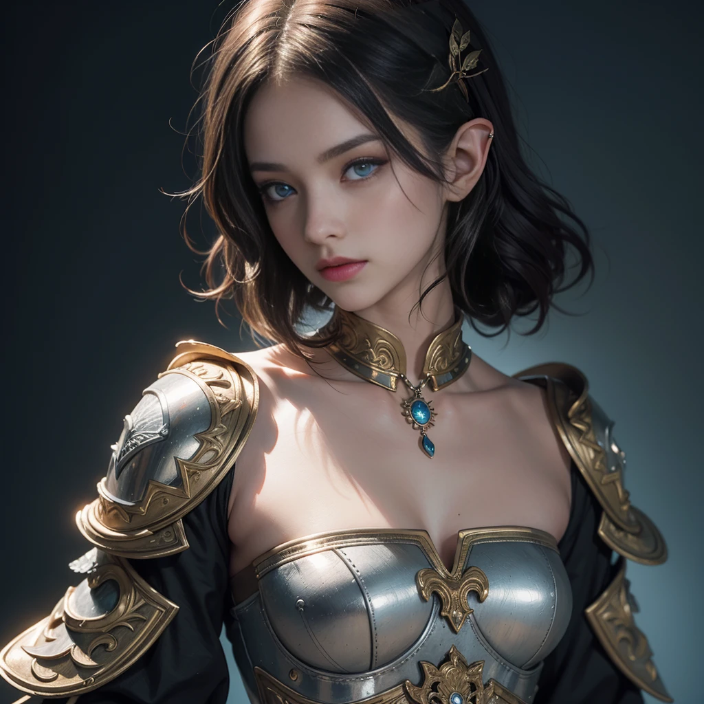 A close-up head and chest portrait of a pretty and cute girl hug by oldman on behind, topless, vulgar tight tits, ripe tits, showing breast, half nude, sexy, show off armpits, cute appearance. The highly detailed digital rendering captures every aspect of her beauty, from her delicate features to the intricate.