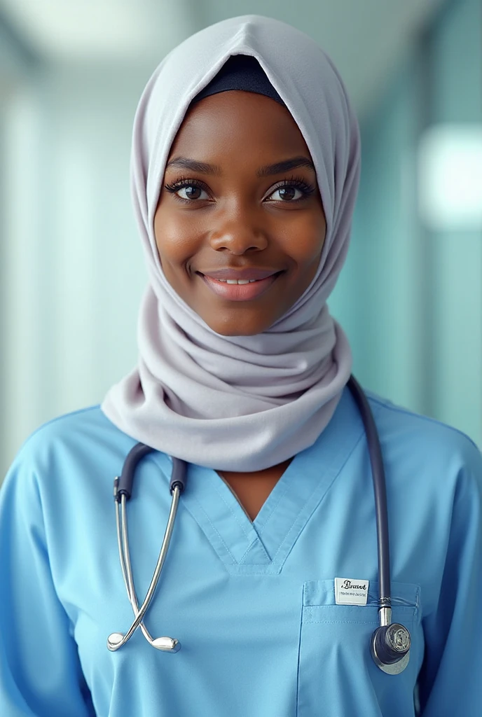Here is my face, Photoshop my face very well in a pharmacist uniform, I need the picture for a photo passport, realistic one, I am a very light skinned Nigeria lady, not too slim amd not too fat, age 25