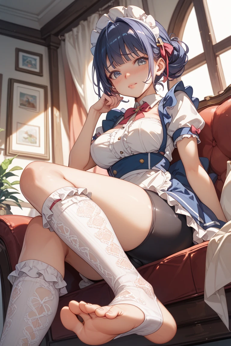 Angry face、Presenting panties with white dressing,Pleated skirt、White and blue sailor suit,Glasses、(Leaking a lot of pee:1.5)Presenting the skirt she took off,sexual behavior