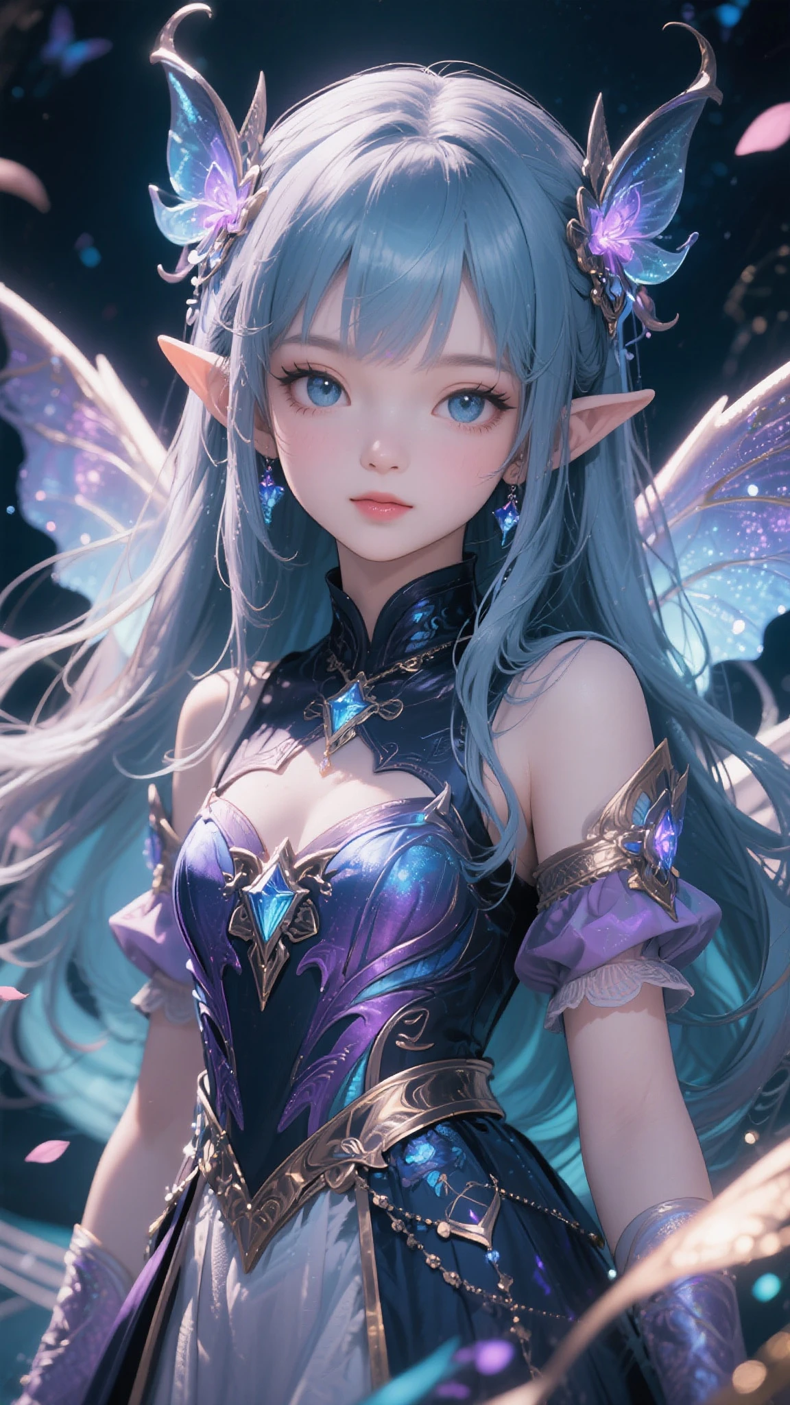 Blue and violet dream color system, sense of fate, best quality, master layout, lighting lighting, mermaid, sea, stone pill, elf, holding a mussel pearl in hand, wearing fairy tale costume, water fairy, close-up fantasy with water magic, ethereal fantasy, fairy tale aesthetics, astral fairy, beautiful and elegant elf queen, ethereal fairy tale, beautiful ancient frost witch, fantasy aesthetics! , fairy tale core, anime cosplay, ethereal beauty, fantasy art style, anime girl cosplay, ethereal fantasy, beautiful fairy
