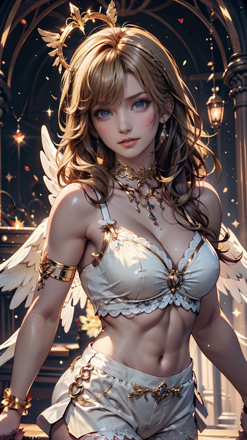 Bird in Space、24-year-old female、Sexy proportions、Sexy、Narrow waist、Headpiece((hair ornament))、Cinematic light effects、Sparkle Effect((cinematic lighting, sparkle, 8K))、Anatomically correct((anatomically correct))、Ultra high definition((uhd))、Textured skin((textured skin))、Very detailed((super detail))、High detail((high details))