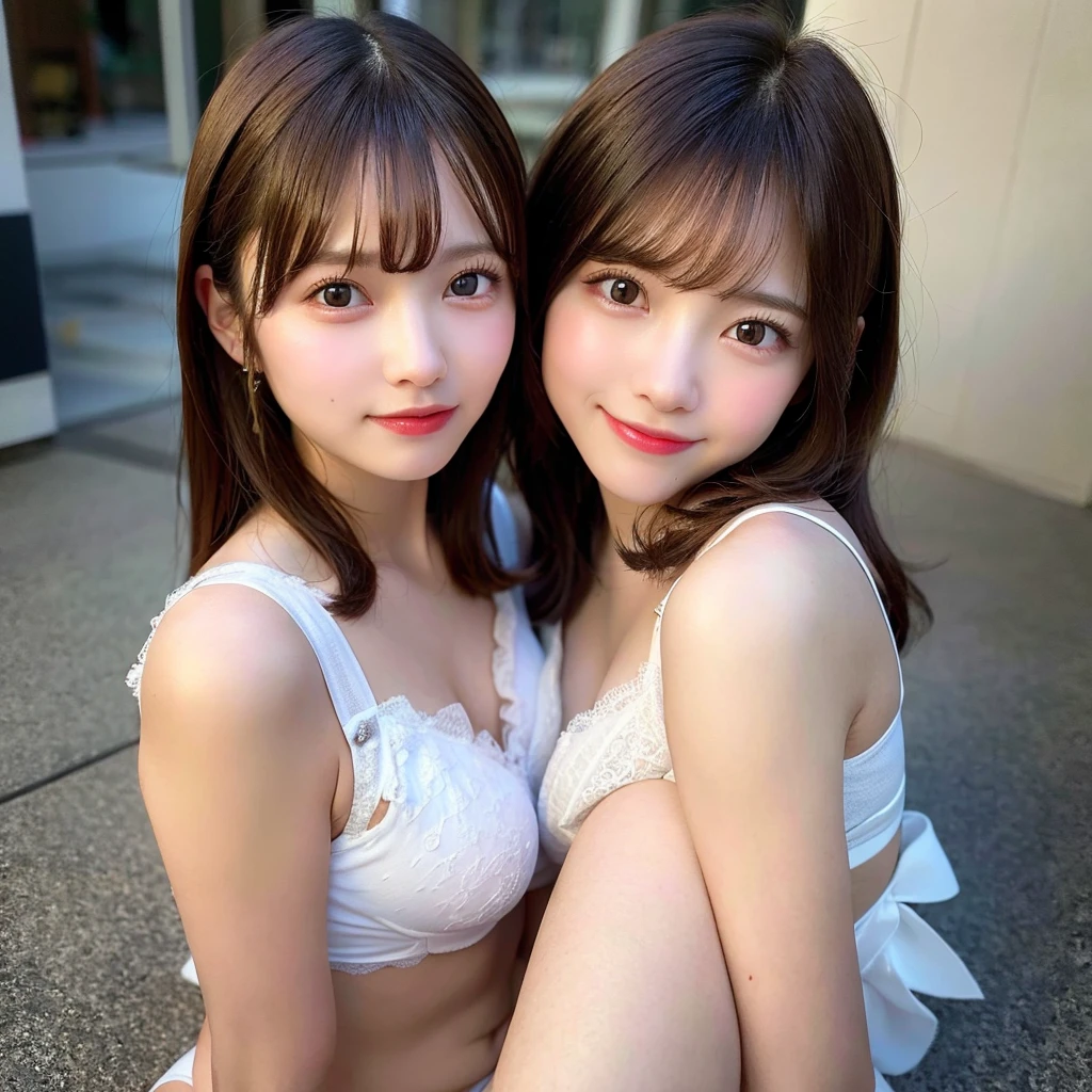 (Highest quality, masterpiece, Ultra-high resolution, 8K, RAW Photos, Realistic, Anatomically correct:1.5), (Stainless steel round bar fence:1.0, Put your elbow on the fence:1.2, 20-year-old、 Embarrassing, avert your eyes, blush:1.0, View Viewer, ((bar)) 、Night view、 Light:1.2, Bokeh, Cinema Lighting:1.0, Depth of written boundary, sharp、 Cute face、Idol、Black short sleeve lace top、Black pleated skirt、Black clothing、”dwarf”、(Floral clothes)、Full Body Shot、Cowboy Shot、(( smile))、(Ultra short hair)、 short hair, (Blunt bangs: 1.2)、(( One Girl))